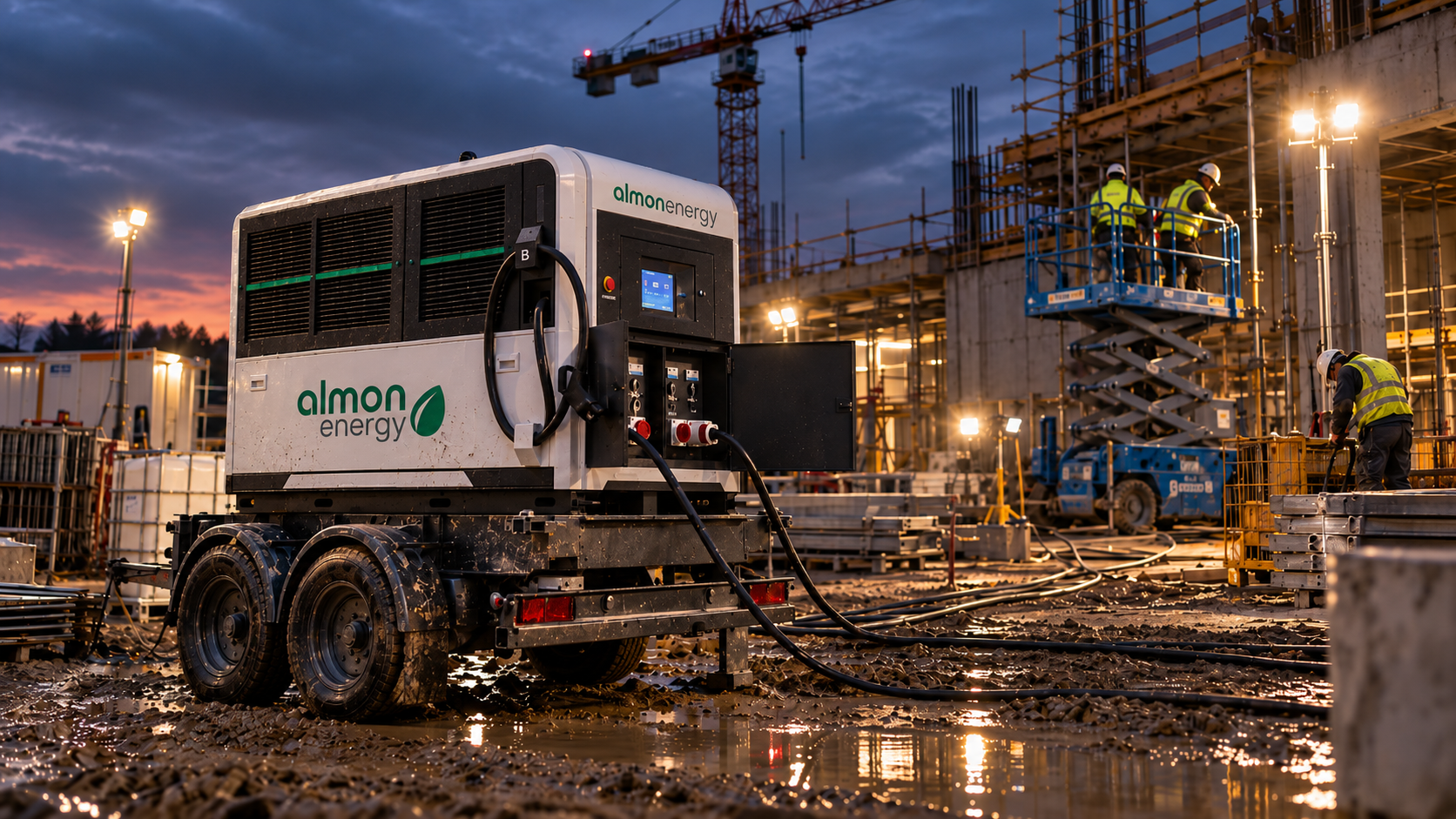 almon-energy-mobiler-baustrom-speicher-baustelle-nacht